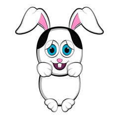 Cute happy easter bunny. Vector illustration design