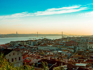 Sights of Portugal. Lisbon river view.Journey to the ends of the earth