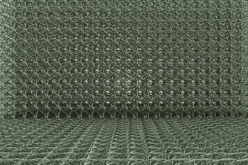 Abstract CGI composition, string mat geometric backdrop. Wallpaper for graphic design. 3D render.