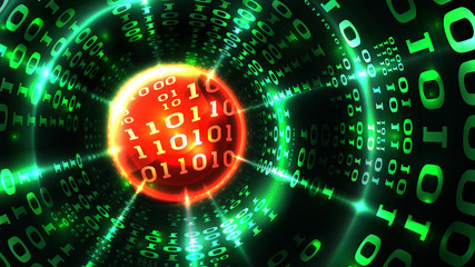 Abstract computer data background matrix binary code, data stream, abstract firewall. Hacking computer system, database, internet server with virus, malicious code. Vector illustration