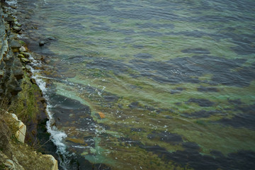 Image of the rocky shores of the cold sea.
