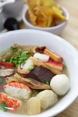 seafood yentafo noodle of asia food tasty