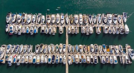 Boats from above in Dana Point, California - obrazy, fototapety, plakaty