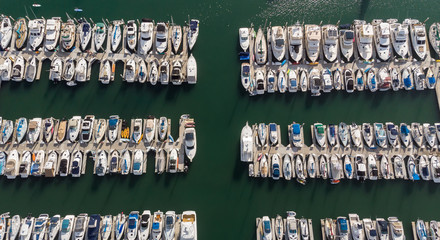 Boats from above in Dana Point, California