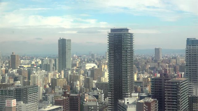 Osaka skyline from the HEP Five Ferris wheel. Umeda, Osaka, Japan
