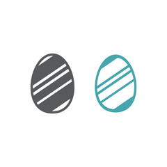 Vector illustration of Easter egg. Set of two vector icons. Flat design Monochrome