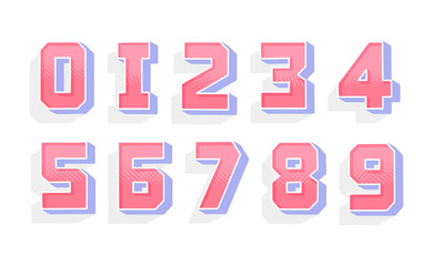 Modern numbers 3d, great design for any purposes. Template for holiday banner. Isolated vector illustration. Retro style.