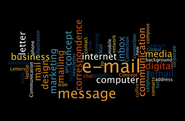 E-mail, digital communication word cloud concept
