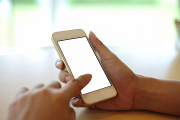 white empty blank touch screen on mobile phone