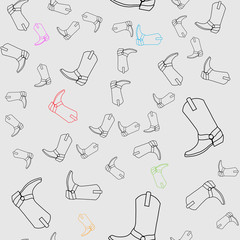 Cowboy boots seamless pattern .Vector graphic image of shoes for cowboy life