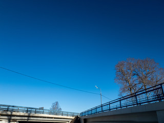 Obraz premium Bridge close up. Bridge for pedestrian traffic. Bridge over river.