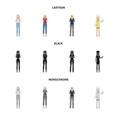 Vector design of posture and mood logo. Collection of posture and female vector icon for stock.