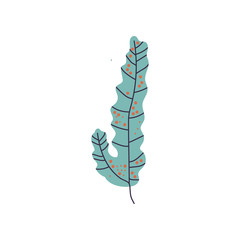 Green Seaweed Leaf, Marine or Aquarium Underwater Plant, Vector Illustration