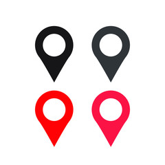 Red and black maps pin. Location map icon. Location pin. Pin icon vector.