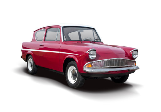 Ford Anglia classic sport British car isolated on white background	
