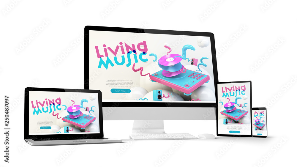 Canvas Prints computer gadgets with music website on screen