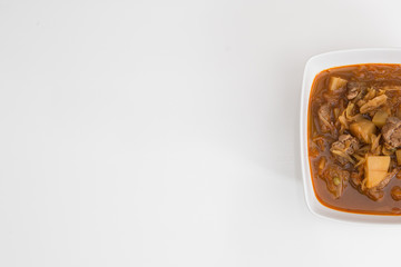 Home cooked traditional segedin goulash with cabbage