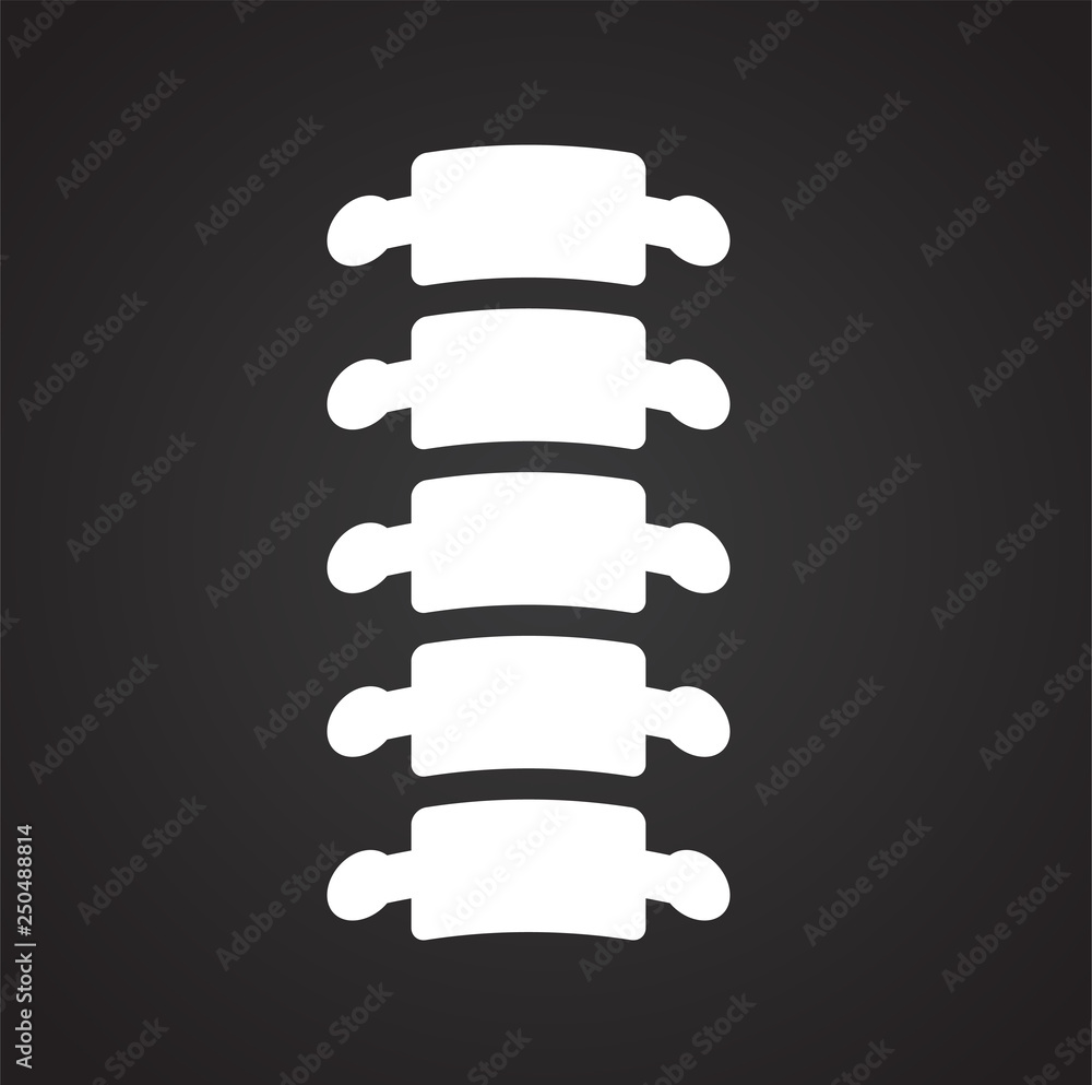 Poster spine bone icon on black background for graphic and web design, modern simple vector sign. internet 