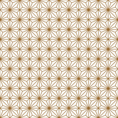 Seamless traditional Japanese geometric ornament .Golden color lines.