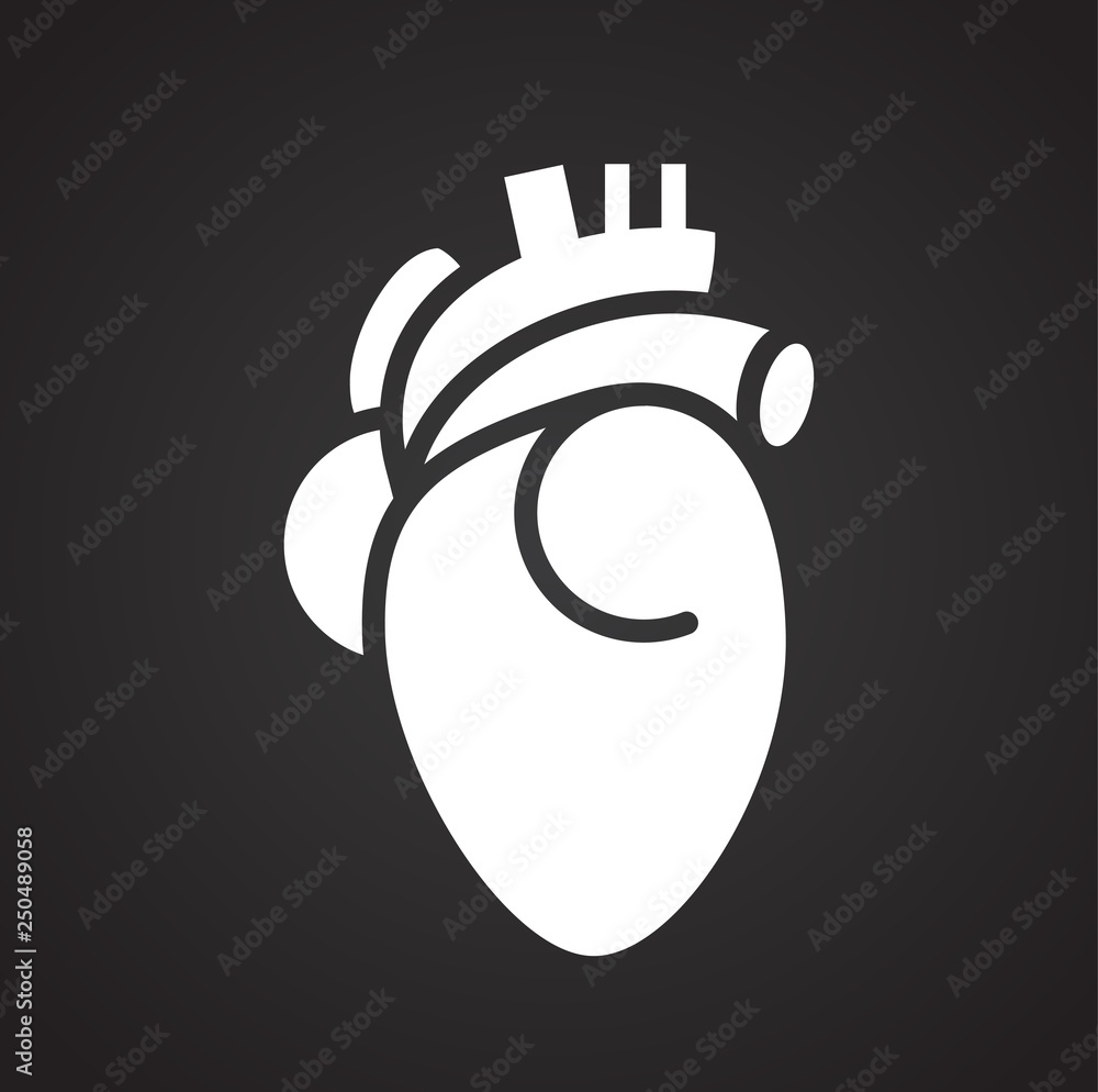 Poster heart icon on black background for graphic and web design, modern simple vector sign. internet conce