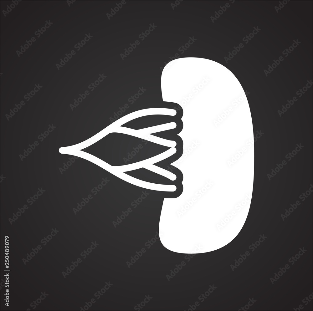 Poster kidneys icon on black background for graphic and web design, modern simple vector sign. internet con
