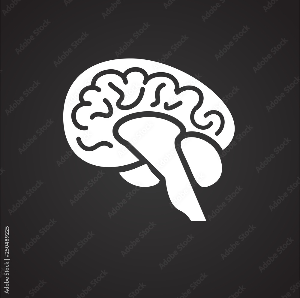 Poster brain icon on black background for graphic and web design, modern simple vector sign. internet conce