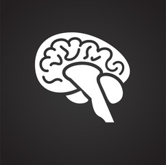 Brain icon on black background for graphic and web design, Modern simple vector sign. Internet concept. Trendy symbol for website design web button or mobile app