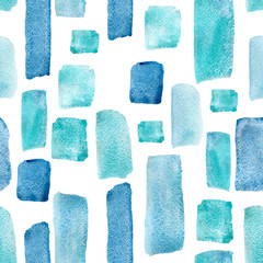 Seamless Pattern of Watercolor Light Blue Brush Strokes