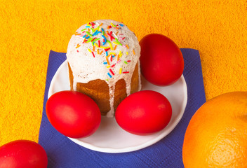 Kulichi, traditional Russian Easter cake with icing