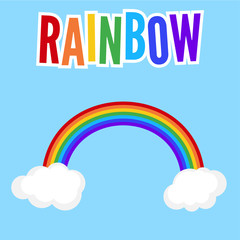 Color rainbow with clouds. Vector illustration