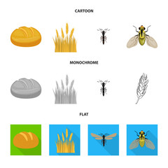 Vector illustration of agriculture and farming symbol. Collection of agriculture and plant  stock symbol for web.