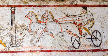 Ancient Greek Fresco in Paestum, Italy.