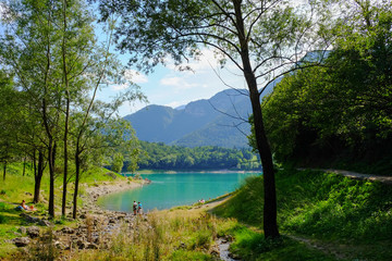 Fototapeta na wymiar Panorama of Tenno Lake - Italy