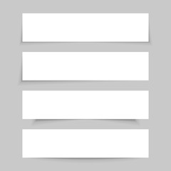 White empty paper mock up, set of blank banners with realistic transparent shadows