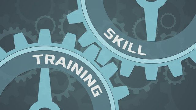 close up view of cogwheels, concept of training and learning, seamless loop, cartoon style