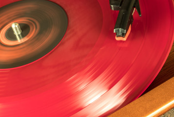 Red vinyl disc spinning