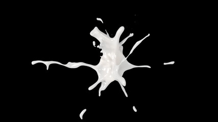 Obraz na płótnie Canvas 3d rendering, Perfect shape milk splashing on black blackground. 