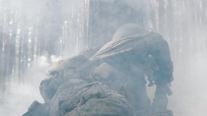 Young soldier scared during battle