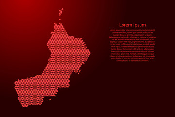 Oman map abstract schematic from red triangles repeating pattern geometric background with nodes for banner, poster, greeting card. Vector illustration.