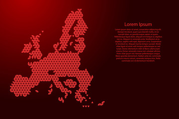 European Union map abstract schematic from red triangles repeating pattern geometric background with nodes for banner, poster, greeting card. Vector illustration.