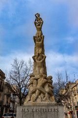 Fototapeta na wymiar Sculpture Als Castellers in Vilafranca del Penedes, Catalonia, Spain