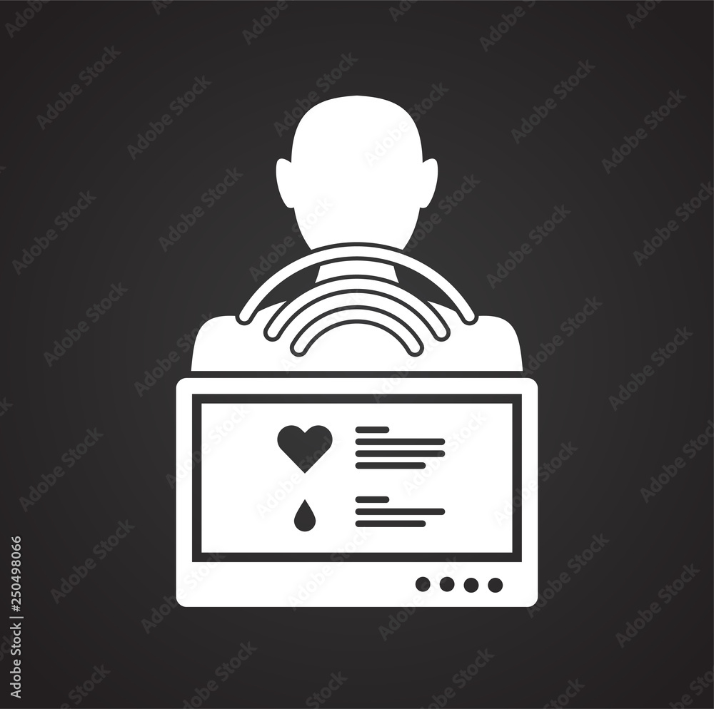 Poster Check up icon on black background for graphic and web design, Modern simple vector sign. Internet concept. Trendy symbol for website design web button or mobile app