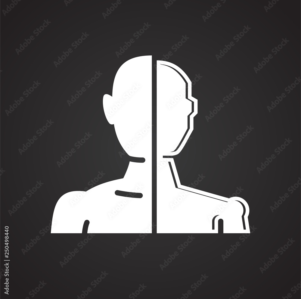 Poster bionic prothesis icon on black background for graphic and web design, modern simple vector sign. int