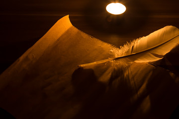 write a letter on the soft light candle.