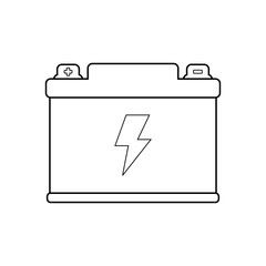 Icono plano lineal batería eléctrica de coche en color negro