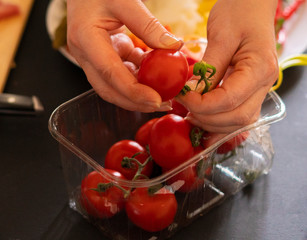 housekeeper prepares products for meat dishes