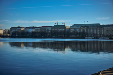 Naklejka premium Hamburger Binnenalster zur Winterzeit
