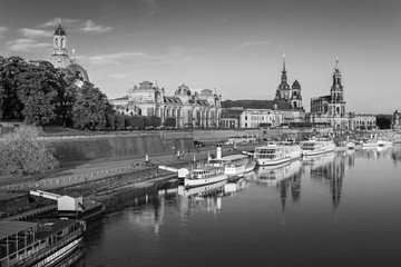 Beautiful Dresden city skyline at Elbe River and Augustus Bridge, Dresden, Saxony, Germany