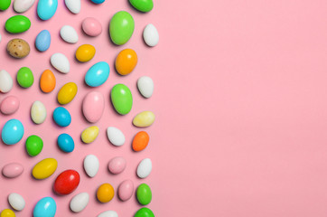 Obraz premium Chocolate Eggs on Bright Background, Sweet Easter Treat