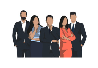 Group of business people, isolated vector iilustration, men and women, flat design